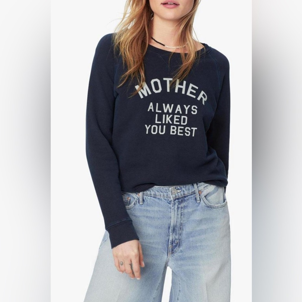 MOTHER DENIM THE SQUARE PULLOVER - NAVY MOTHER ALWAYS LIKED YOU BEST